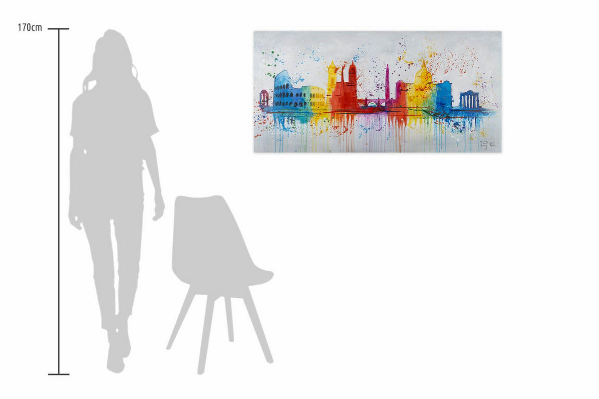 OLEJOMAĽBA 120/60 cm, Mesto a architektúra - biela, drevo/textil (120/60cm) - KUNSTLOFT