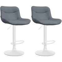 BARHOCKER 2er Set Lederlook grau - Weiß/Grau, Textil/Metall (49/85/51cm) - CLP