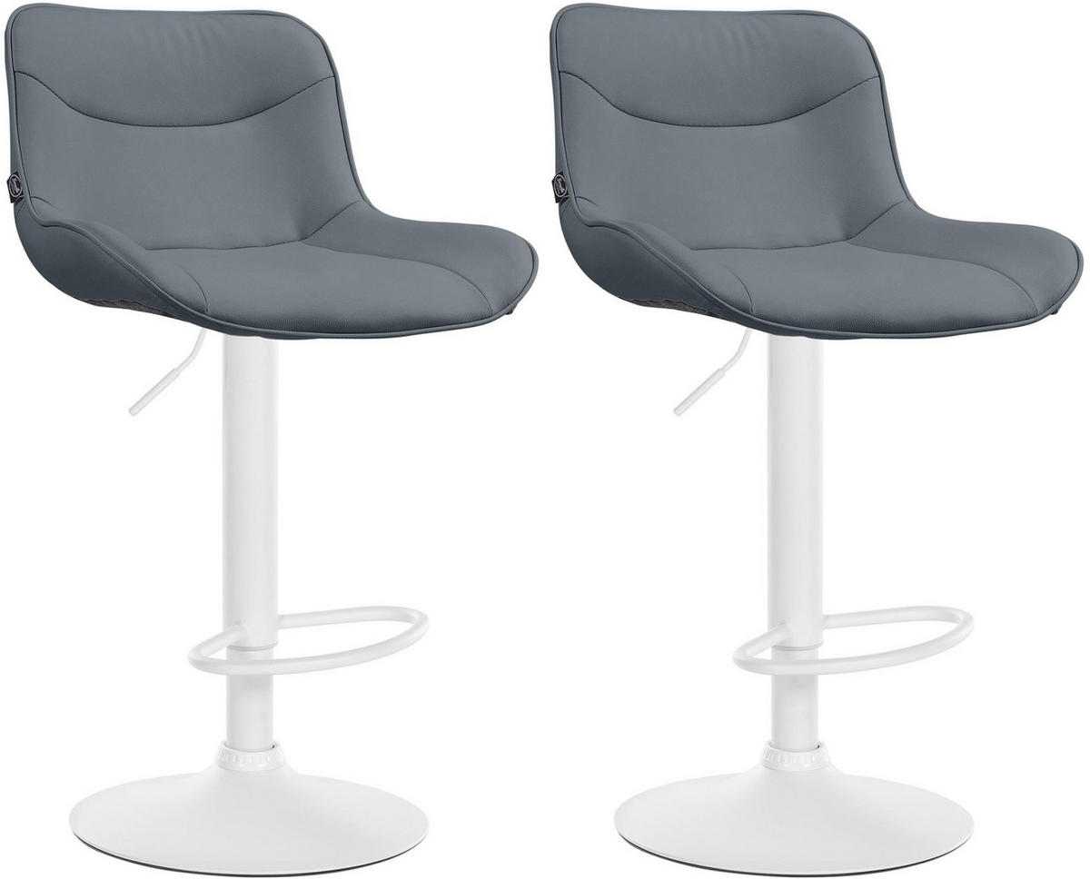 BARHOCKER 2er Set Lederlook grau - Weiß/Grau, Textil/Metall (49/85/51cm) - CLP