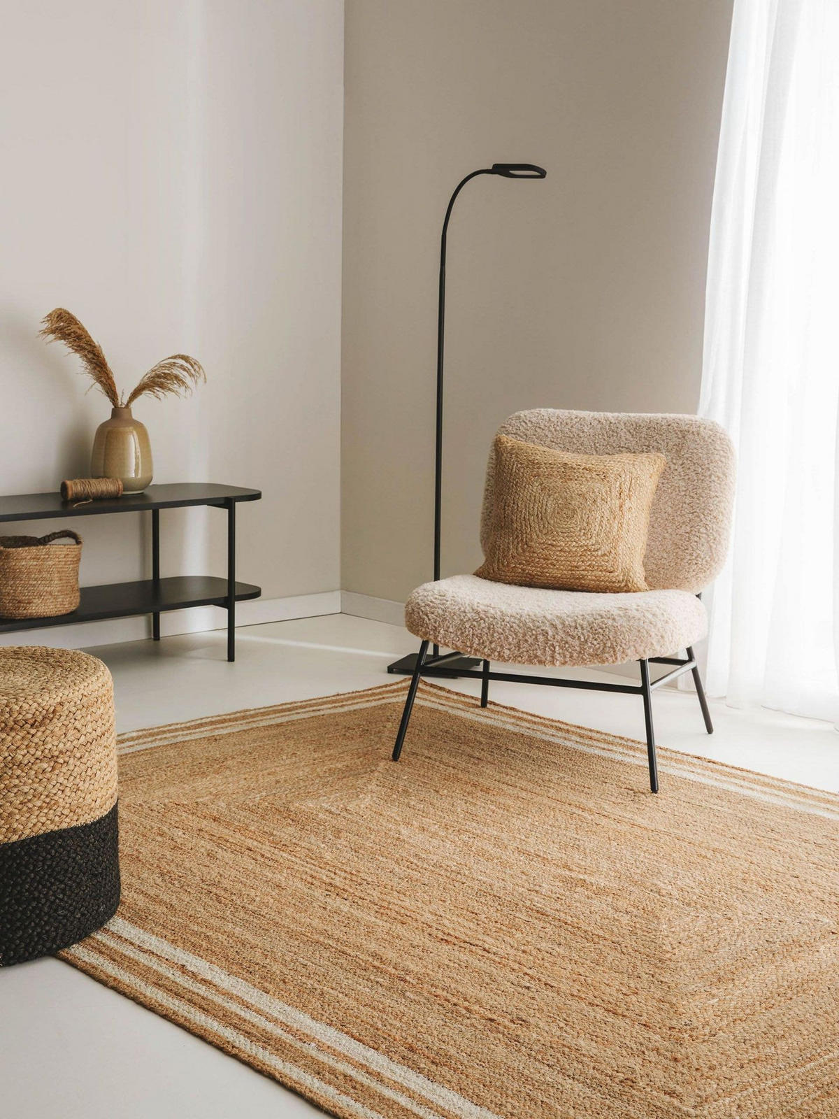 TEPPICH Juteteppich Jutta Weiß - Weiß, Naturmaterialien (120/1cm) - KUNSTLOFT