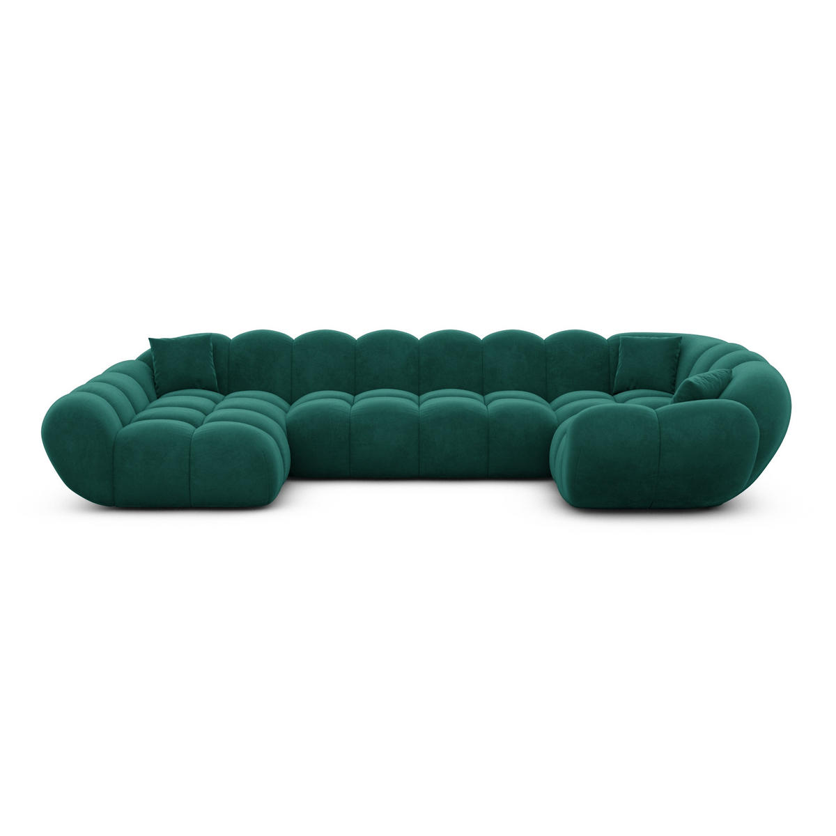 WOHNLANDSCHAFT Liva Smaragdgrün Samtstoff U-Form XL Links - Smaragdgrün, Textil (323/70/193cm) - VAROYAL
