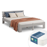HOLZBETT mit Federkernmatratze 140/200 cm Jugendbett Grau - Grau, Holz (140/200cm) - Homestyle4u