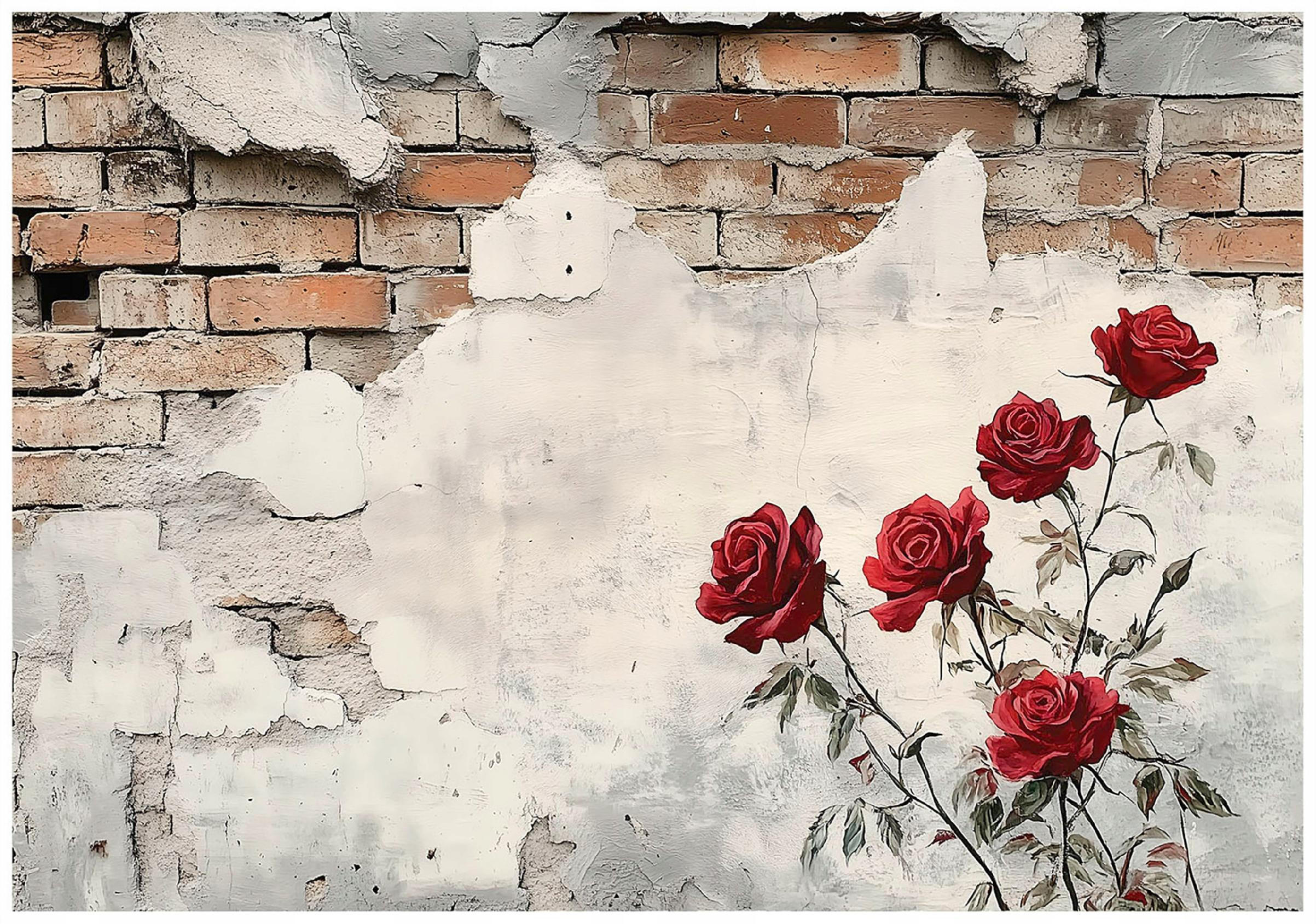 FOTOTAPETE Betonwand Blumen Vlies Tapete Wohnzimmer Schlafzimmer 350x250 - Multicolor, Papier (350/250cm) - Wallarena