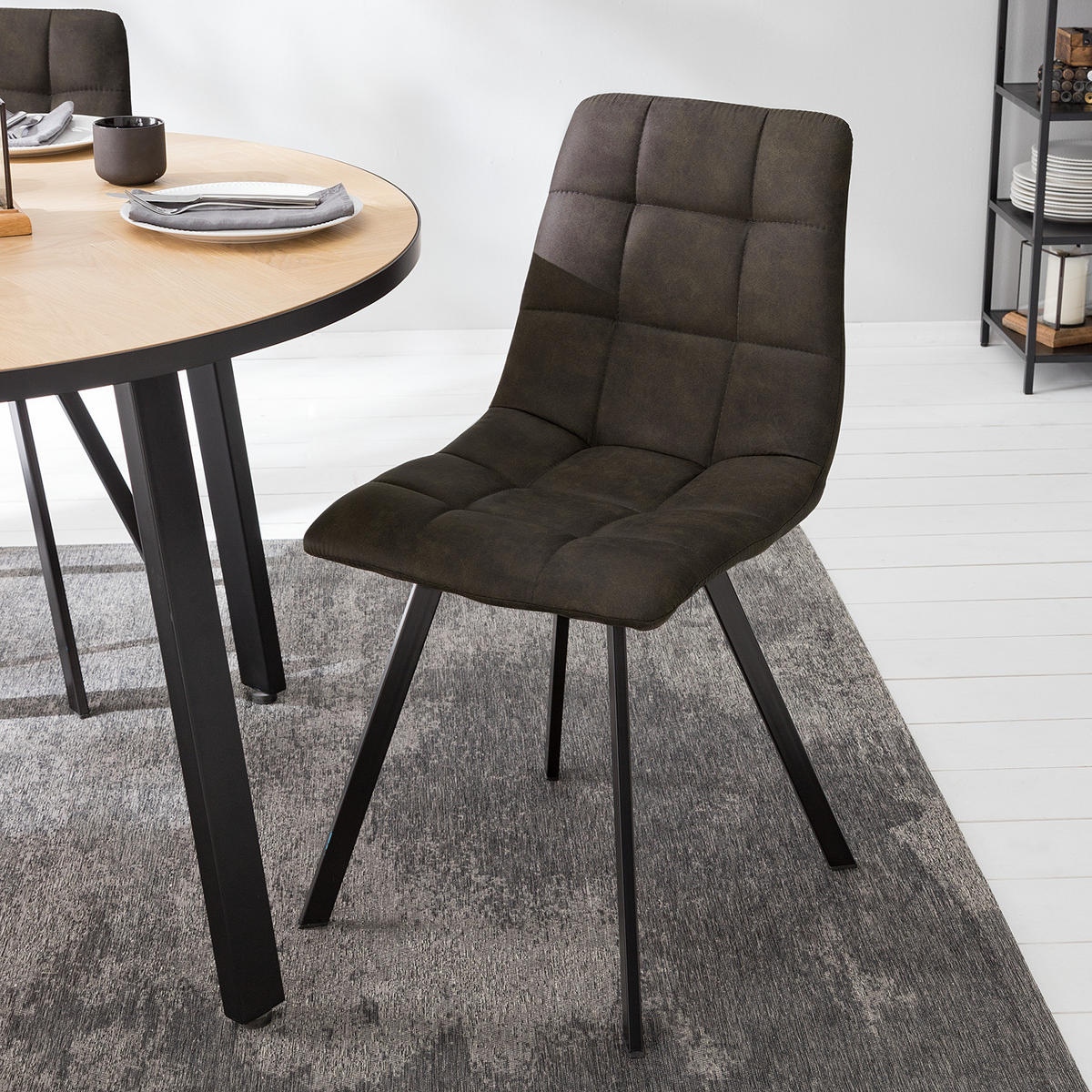 POLSTERSTUHL - Anthrazit, Textil/Metall (44/86/57cm) - home24