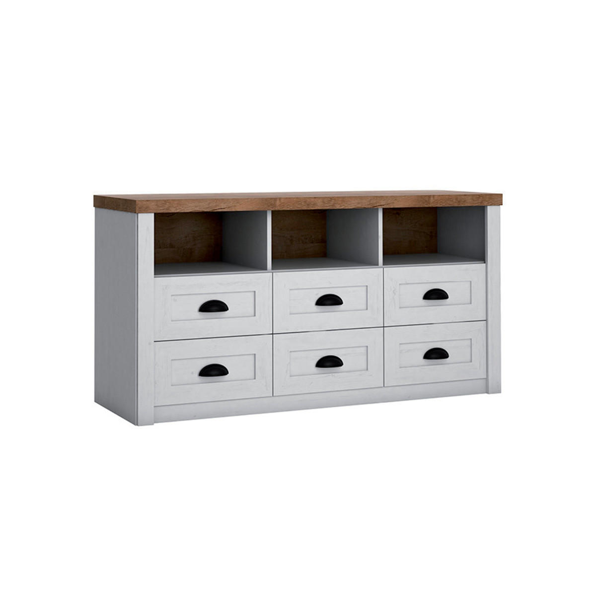 KOMODA Léandre Biela a drevo - biela, kompozitné drevo (130.2/68.1/43.3cm) - Petits-meubles