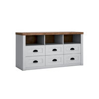 KOMODA Léandre Biela a drevo - biela, kompozitné drevo (130.2/68.1/43.3cm) - Petits-meubles