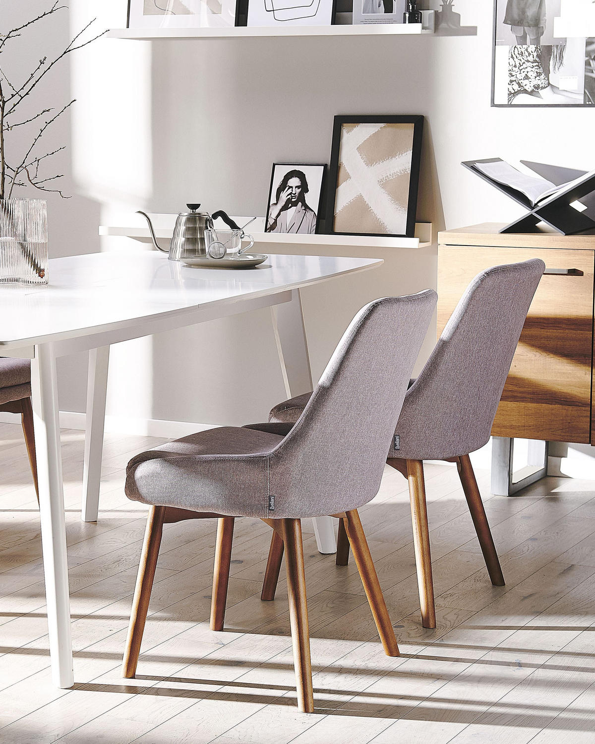 STUHL 2er-Set Polsterbezug Grau Melfort - Grau, Holz/Textil (49/82/58cm) - Beliani