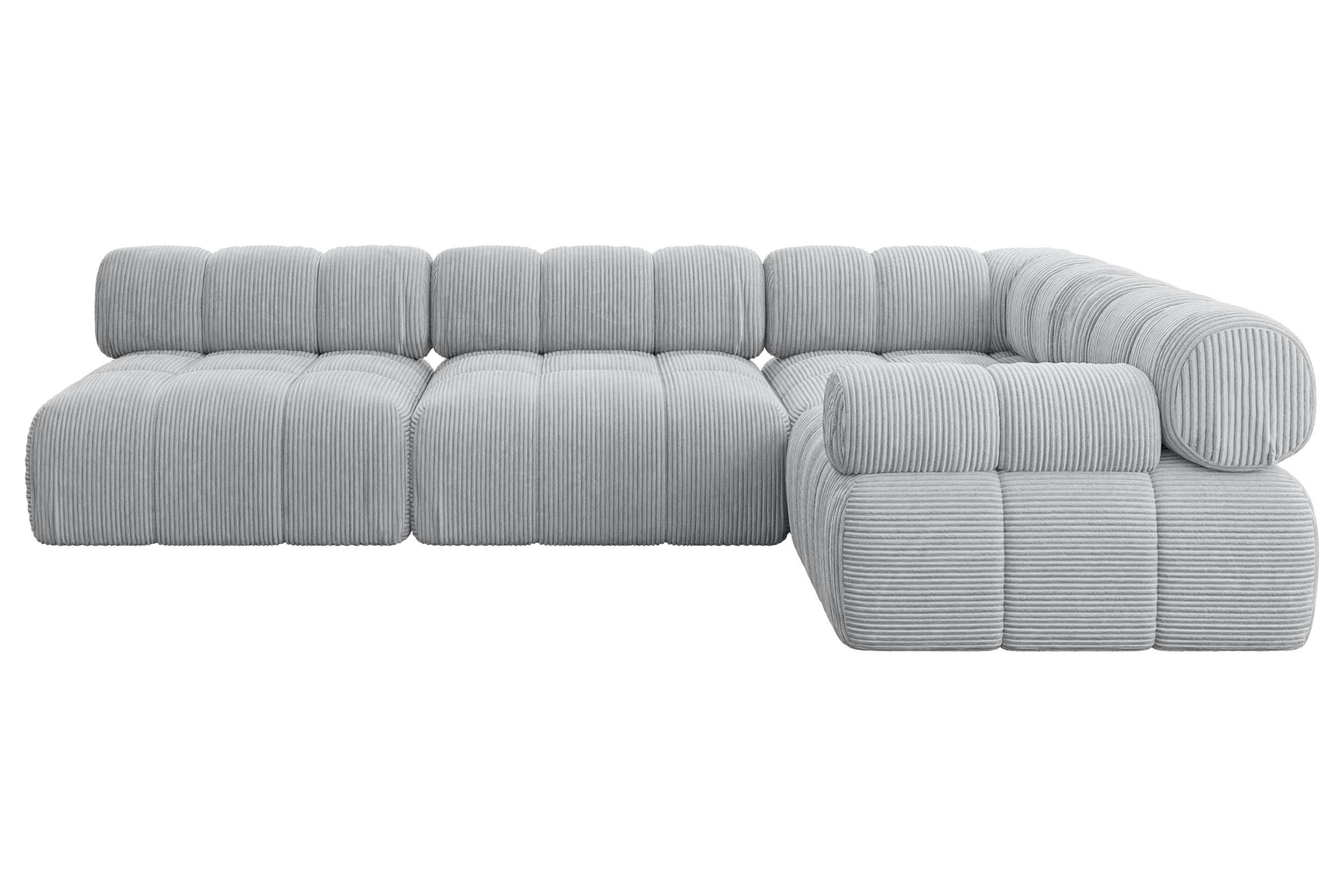 ECKSOFA modulares Sofa Mende-L2 - 285x190x70 cm Grau Cord - Grau, Holzwerkstoff/Textil (285/190cm) - ALTDECOR