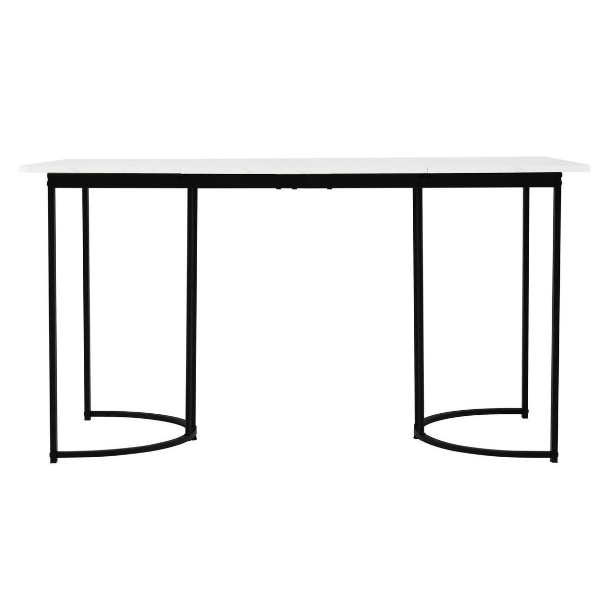 JEDÁLENSKÝ stôl 140/80 cm biely, MDF s mramorovým dekorom a kovovou konštrukciou - biela, kompozitné drevo (140/80/75cm) - BEAOK