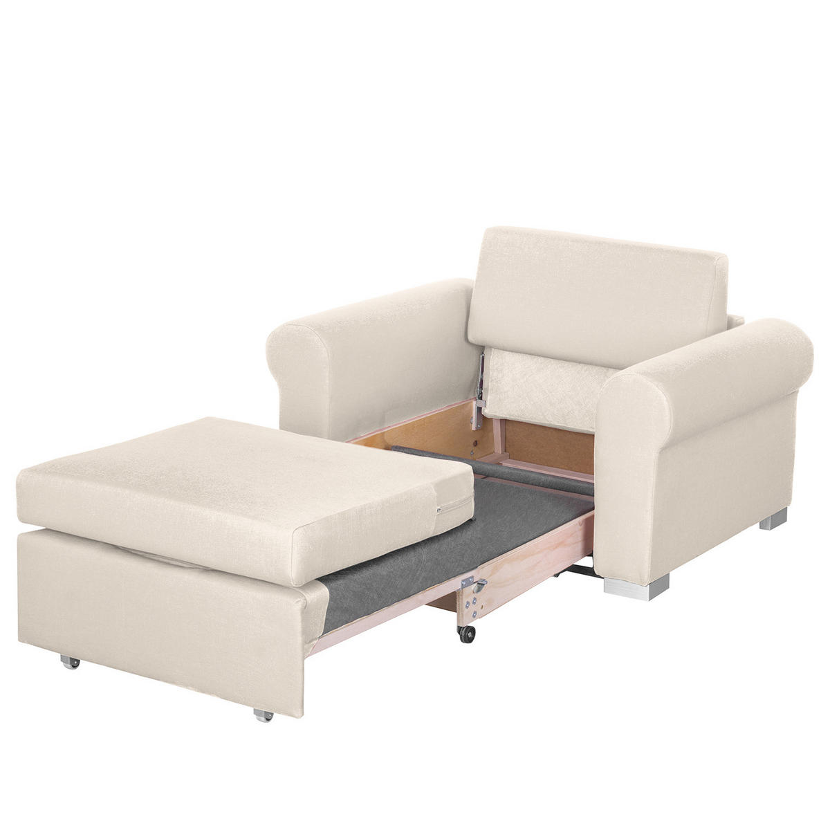 SCHLAFSOFA mit Husse - Silberfarben/Creme, Textil (125/90/90cm) - home24