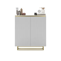 KOMMODE Selene 2D Weiß matt 111 cm mit Metallrahmen - Goldfarben/Weiß, Holzwerkstoff/Metall (111/125/35cm) - Meble Lindner