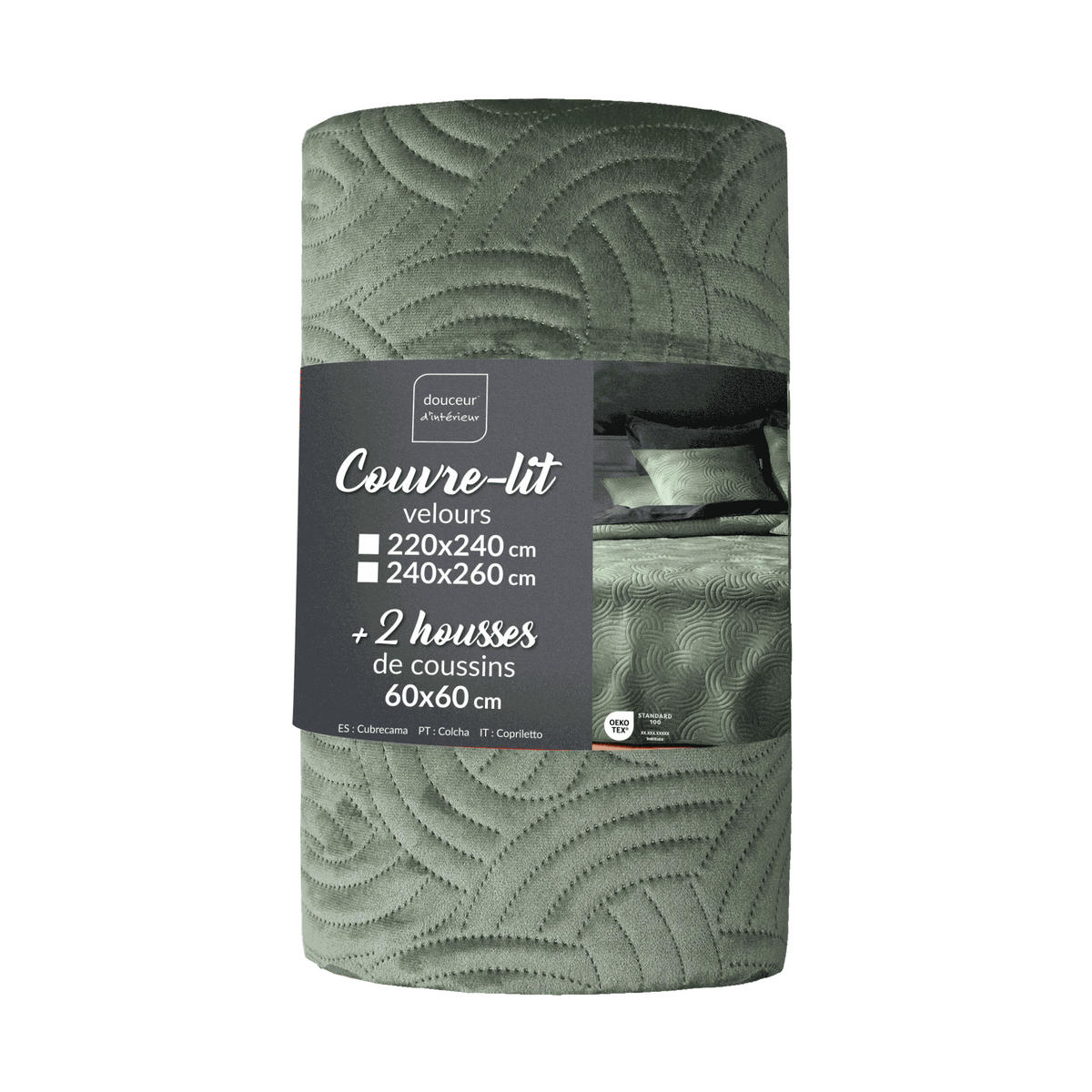 BETTWÄSCHE-SET aus Samt Solange 240/260/0,5 cm - Grün, Textil (260/240cm) - Douceur d´intérieur