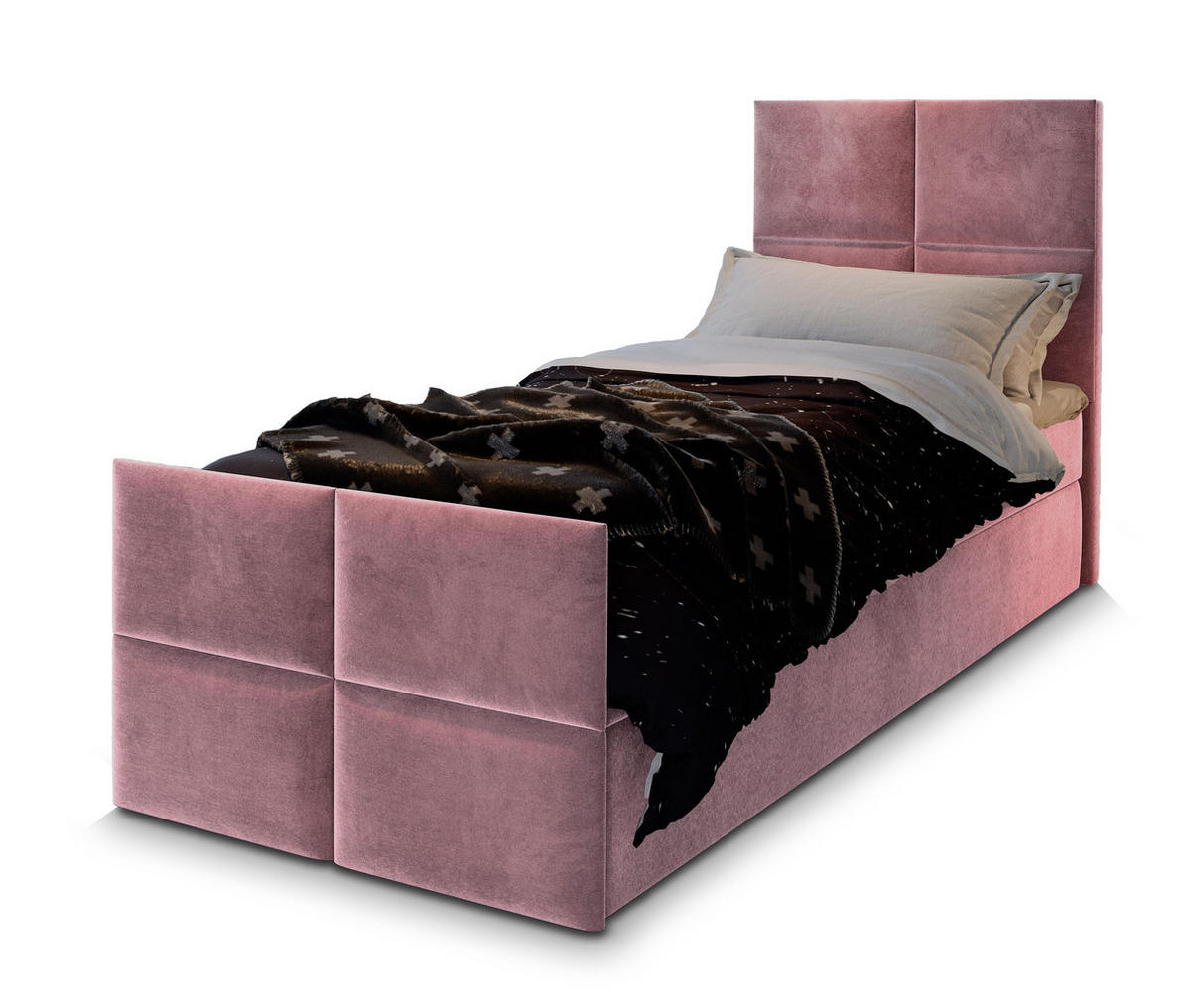 POSTEL BOXSPRING ARIEL 80x200 cm, s matrací a úložným prostorem, starorůžová - starorůžová, kompozitní dřevo/textil (80/200cm) - MASSENO