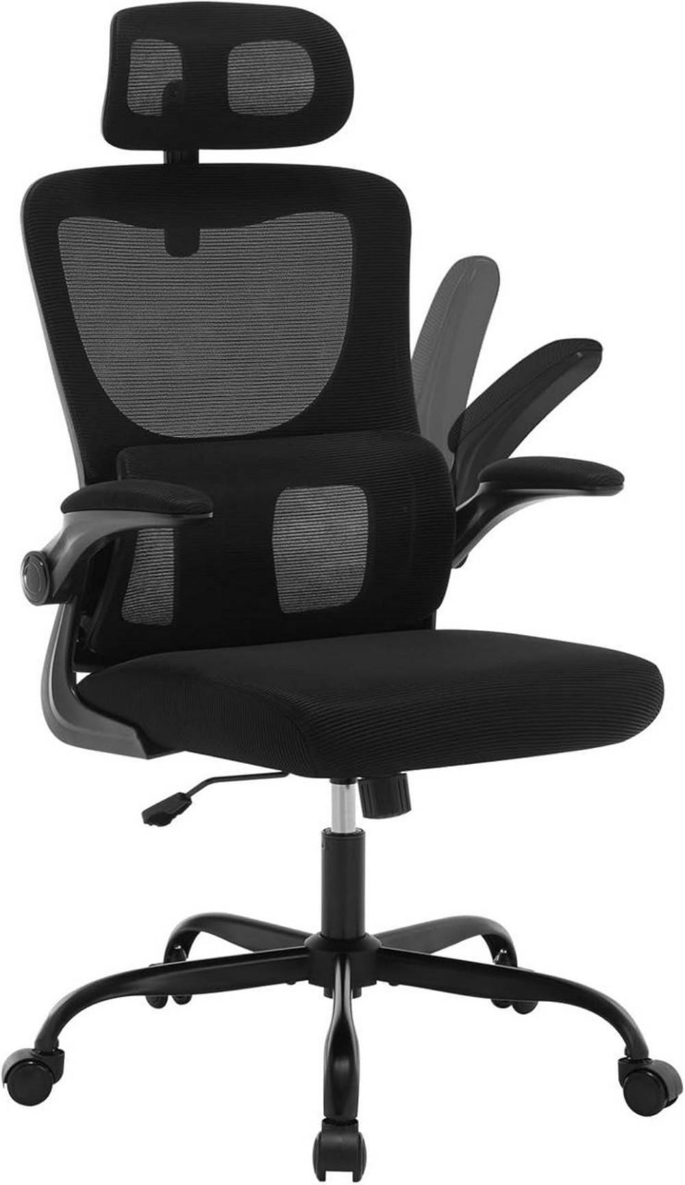 BÜROSTUHL ergonomisch, Netzstoff, Schwarz - Schwarz, Kunststoff/Textil (62/116/69.5cm) - Woltu
