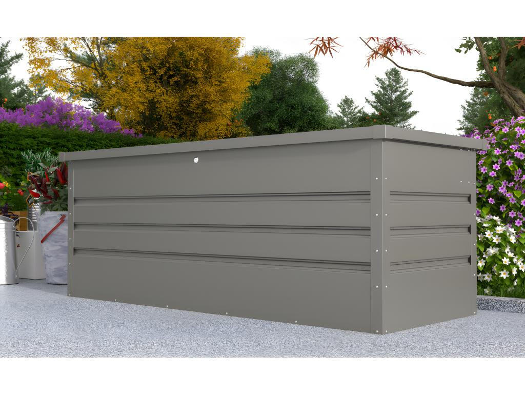 GARTEN-AUFBEWAHRUNGSBOX - Stahl - Grau - Volumen 582L - TOMASO - Grau, Metall (68/62/165cm) - Vente-Unique