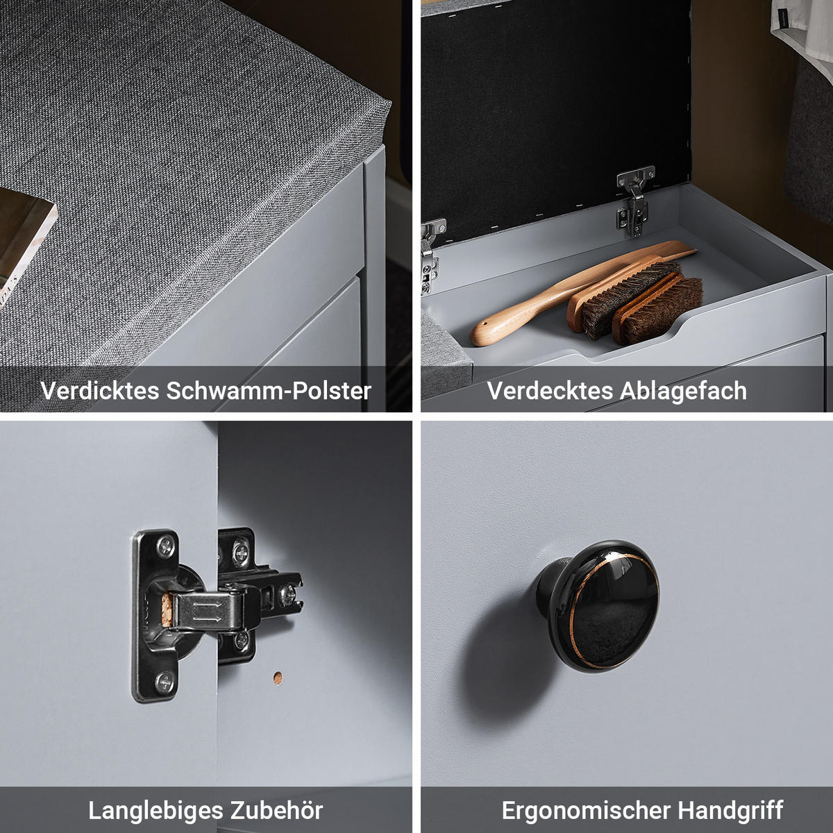 SCHUHBANK Grau - Grau, Holzwerkstoff (100/48/34cm) - SoBuy