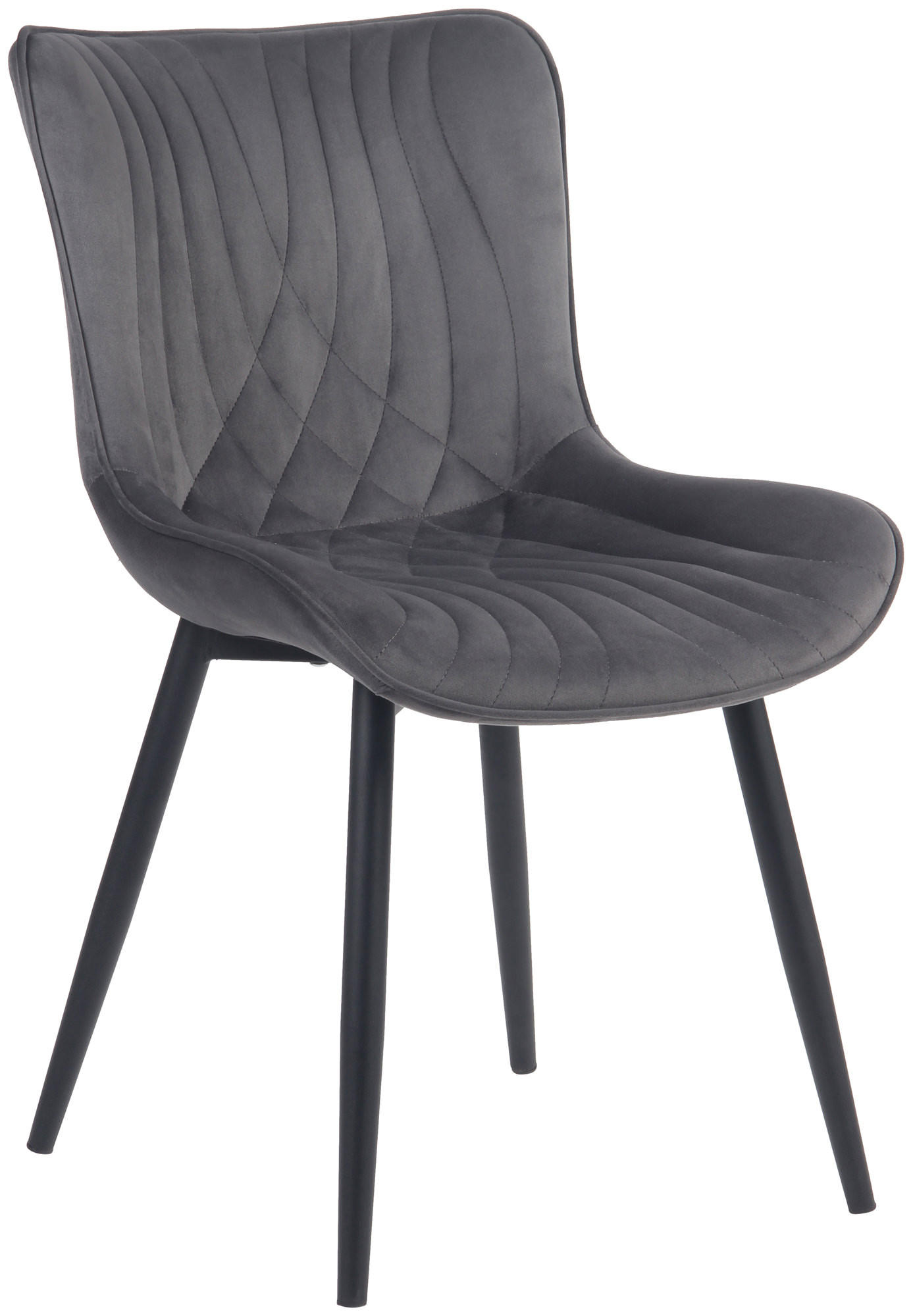STUHL Samt dunkelgrau - Dunkelgrau/Schwarz, Textil/Metall (50/80.5/62cm) - CLP