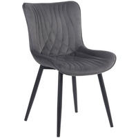 STUHL Samt dunkelgrau - Dunkelgrau/Schwarz, Textil/Metall (50/80.5/62cm) - CLP