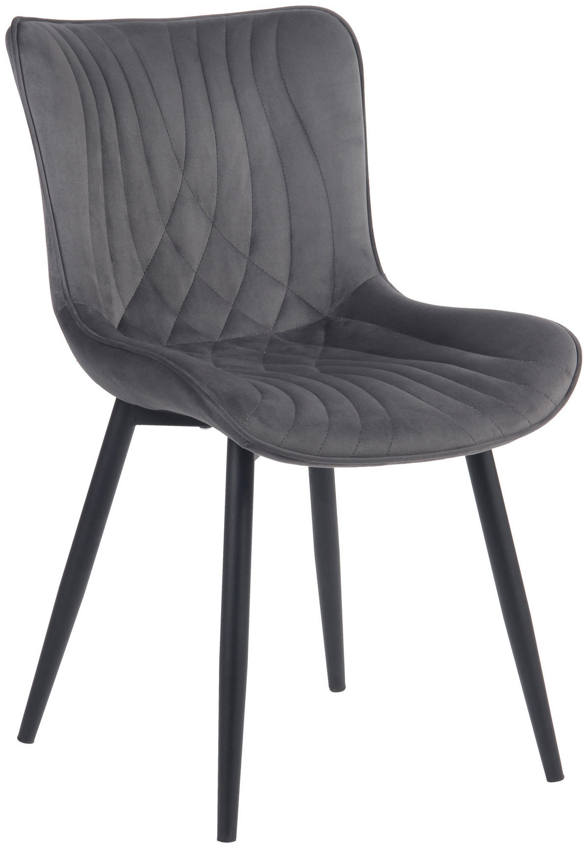 STUHL Samt dunkelgrau - Dunkelgrau/Schwarz, Textil/Metall (50/80.5/62cm) - CLP