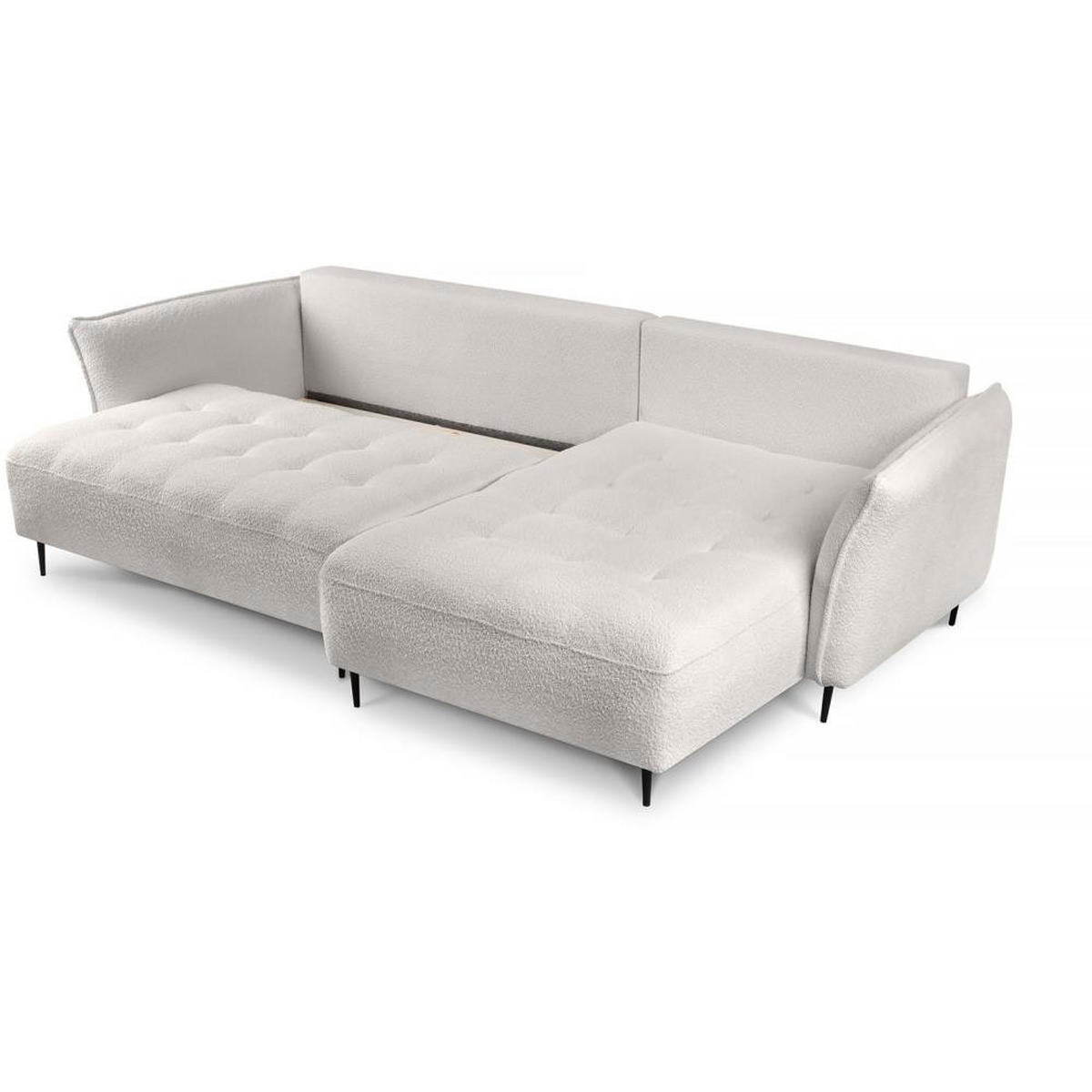 ECKSCHLAFSOFA Bari rechts beige - Beige/Schwarz, Textil (276/158cm) - Beautysofa