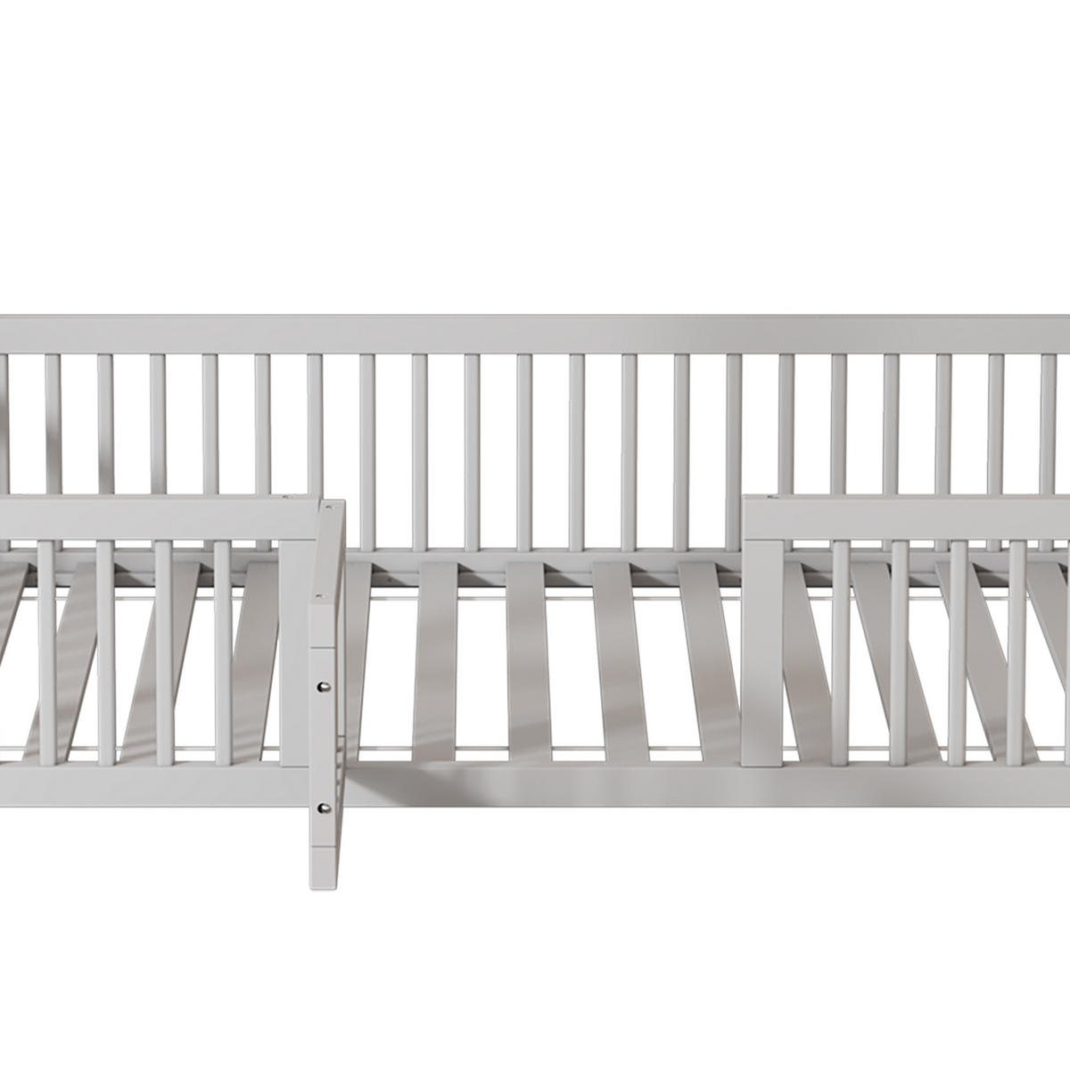 HAUSBETT 90/200 cm Weiß aus Kiefer und MDF mit Sicherheitsgitter und Türchen - Weiß, Holz (90/200cm) - OKMYHOME