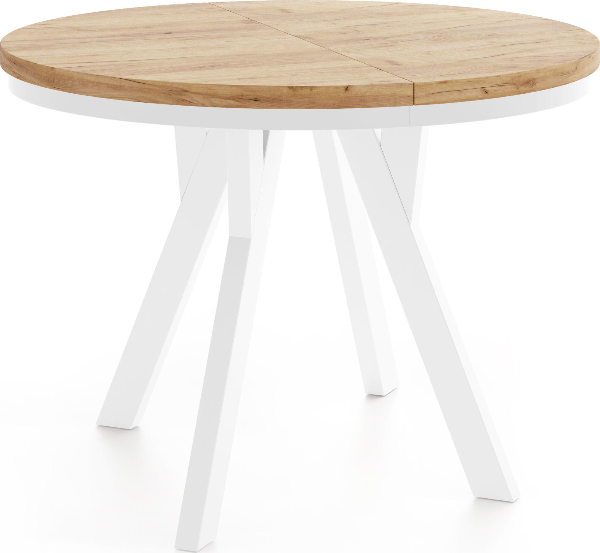 ESSTISCH Strato Black runder ausziehbarer, Eiche Craft braun 90-190/90/77 cm - Eiche Wotan/Weiß, Holz/Holzwerkstoff (90/90/77cm) - WFL GROUP