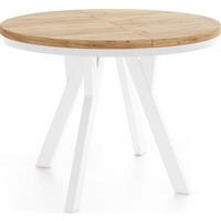 ESSTISCH Strato Black runder ausziehbarer, Eiche Craft braun 80-160/80/77 cm - Eiche Wotan/Weiß, Holz/Holzwerkstoff (80/80/77cm) - WFL GROUP