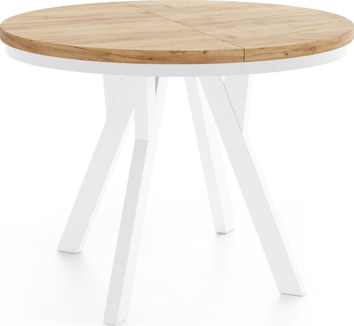 ESSTISCH Strato Black runder ausziehbarer, Eiche Craft braun 80-160/80/77 cm - Eiche Wotan/Weiß, Holz/Holzwerkstoff (80/80/77cm) - WFL GROUP