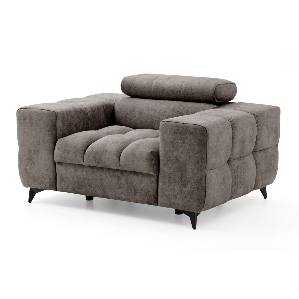 SESSEL PUDDING mit verstellbare Kopfstütze Velours Braun - Schwarz/Braun, Holz/Textil (140/93/100cm) - Muffo