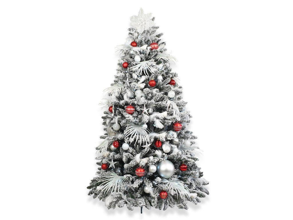 WEIHNACHTSBAUM künstlicher 300 cm, POLAR RED, mit 213-teiligem Weihnachtsbaumschmuck, inkl. Metallständer und Aufbewahrungsbox - Weiß, Kunststoff/Metall (152/300cm) - LAALU