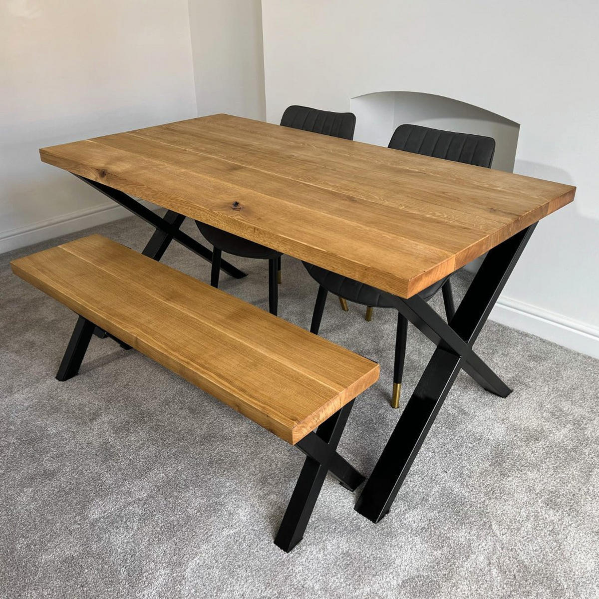 ESSTISCH Sophisticated Oak - Natur - 120/100/76 cm - Schwarz/Naturfarben, Holz/Metall (120/100/76cm) - TRL Handmade Furniture