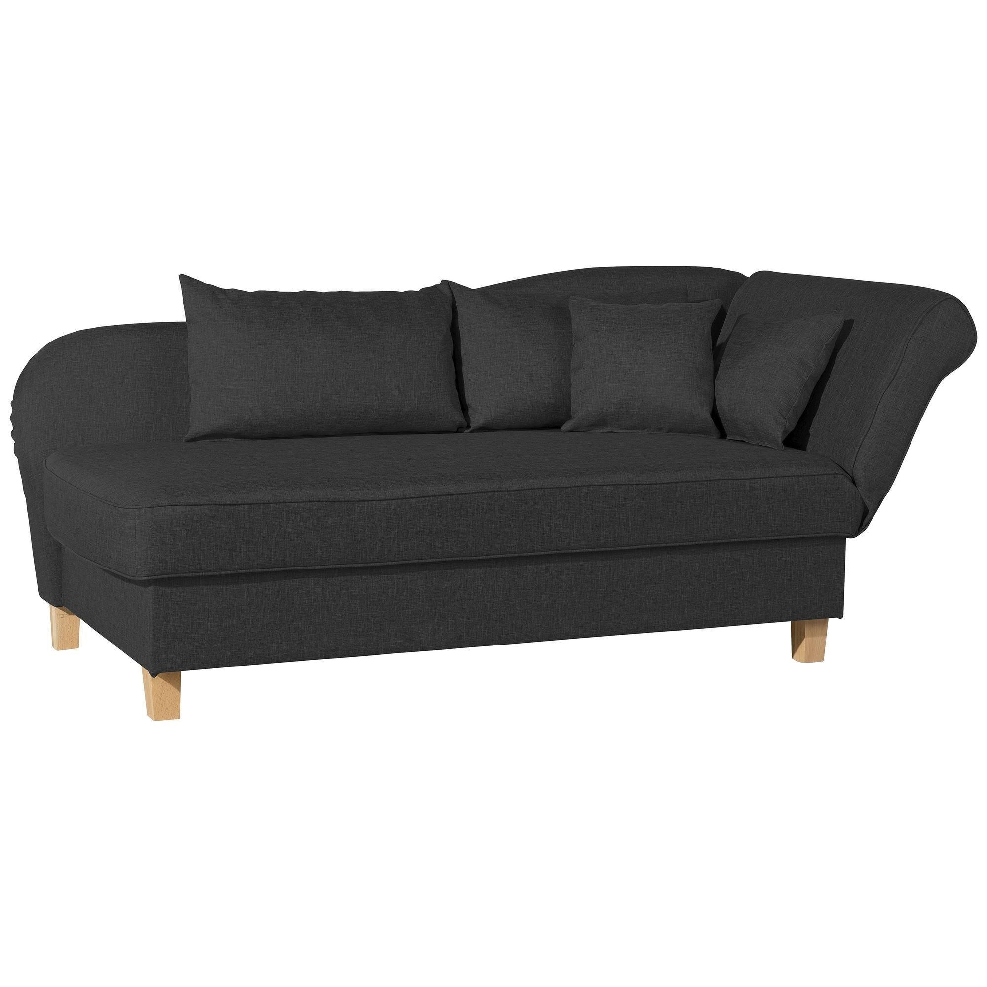 RECAMIERE mit Armteil rechts klappbar Katia Bezug Flachgewebe Buche natur / schwarz - Schwarz, Kunststoff (190/82/88cm) - 58aufmkessel