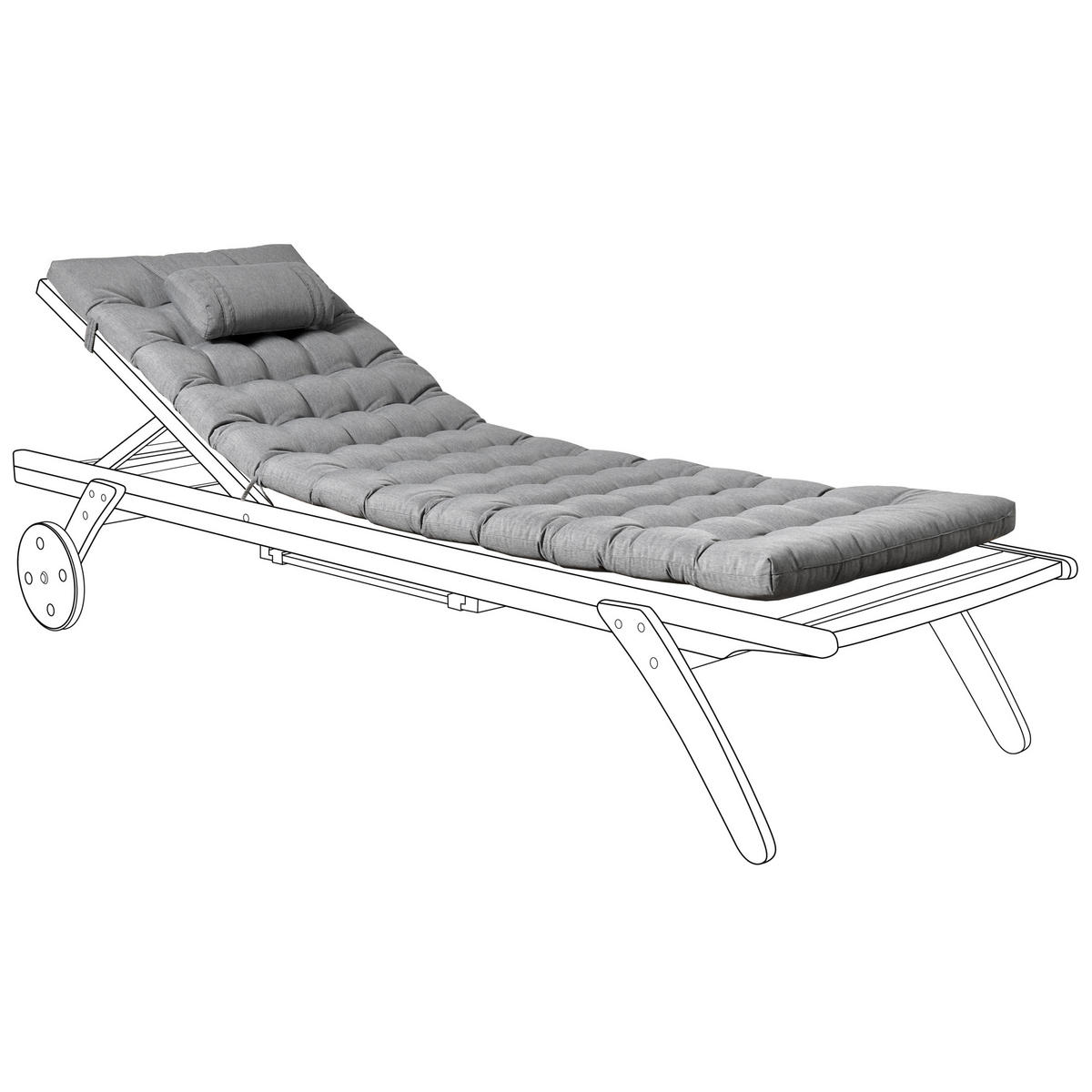 LIEGENAUFLAGE Grau meliert 56/189 cm Cesana Premium - Grau, Textil (189/5/56cm) - Beliani