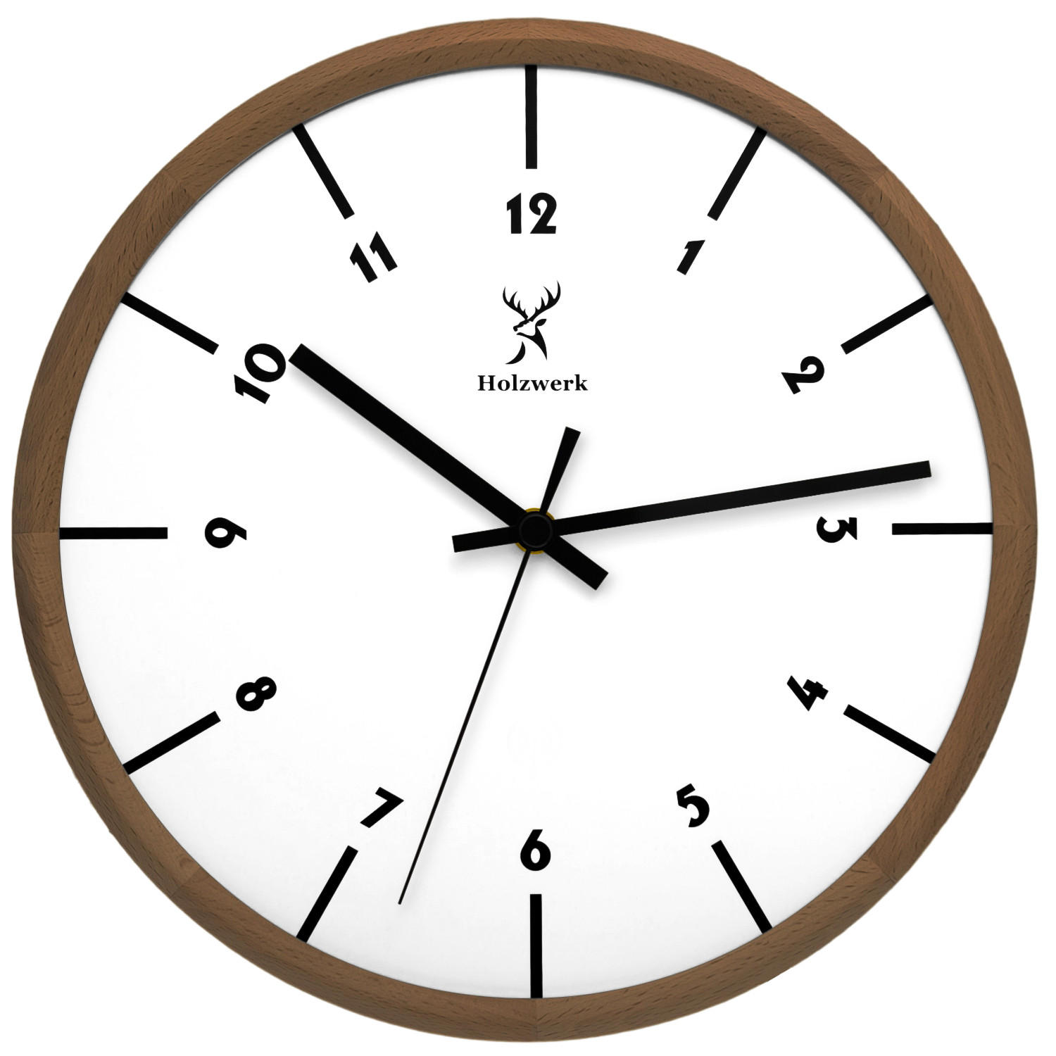 WANDUHR Holz Designer NÜRNBERG Loft Wand Uhr, braun, weiß - Schwarz/Braun, Holz/Metall (32/32/2cm) - Holzwerk