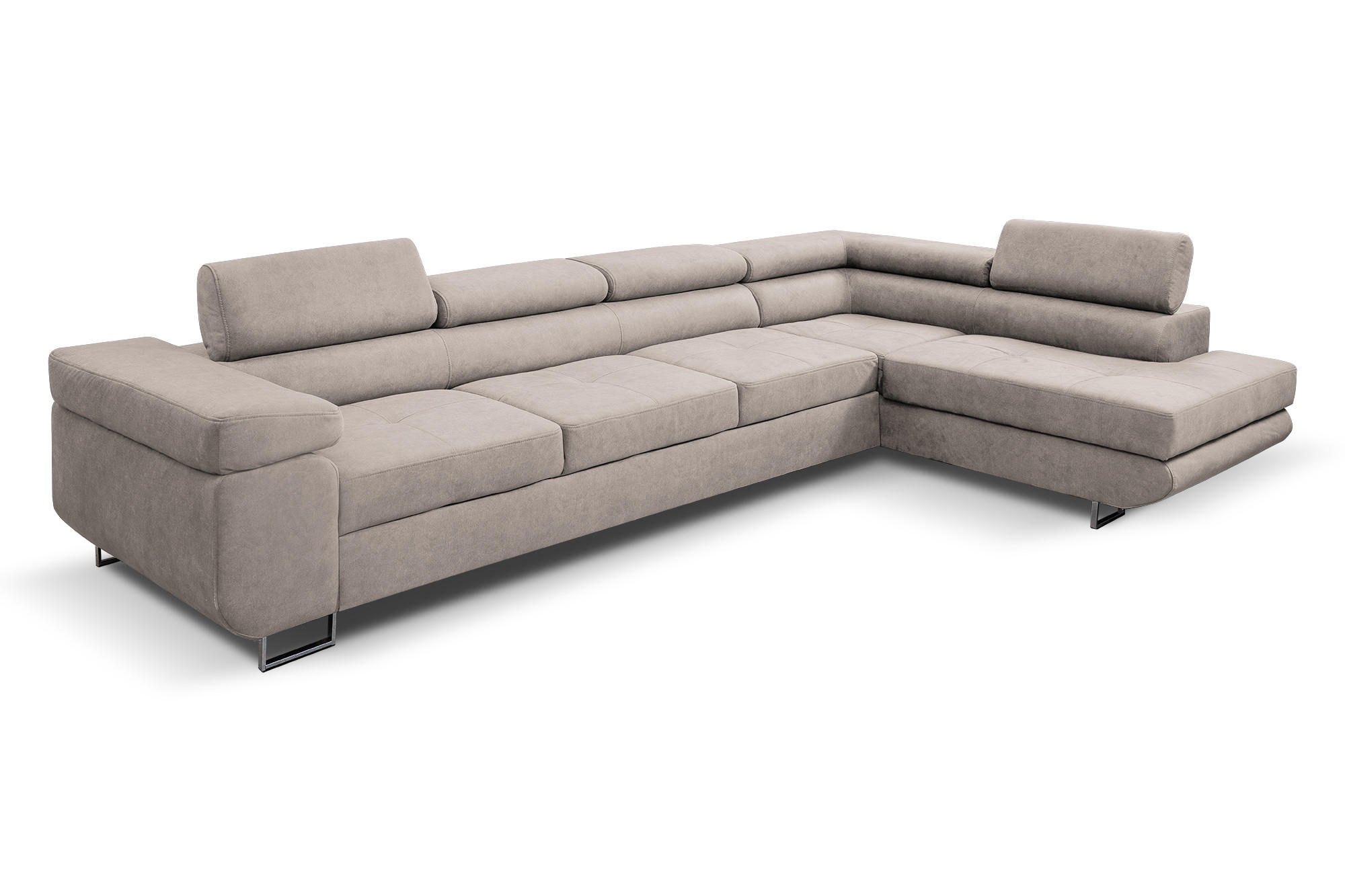 ECKSOFA Marlene IV L-Form mit verstellbaren Kopfstützen Schlaffunktion Bettkasten 347 cm rechts beige - Beige, Kunststoff (202/347cm) - Margaret Hadas24