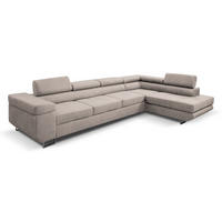 ECKSOFA Marlene IV L-Form mit verstellbaren Kopfstützen Schlaffunktion Bettkasten 347 cm rechts beige - Beige, Kunststoff (202/347cm) - Margaret Hadas24