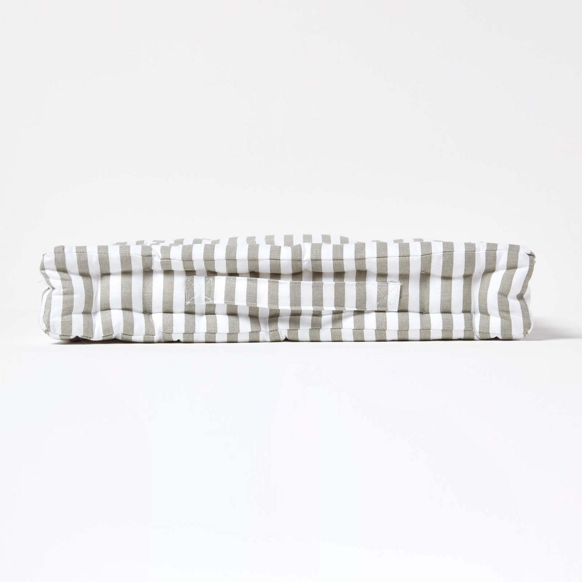 SITZKISSEN grau-weiß gestreift 40/40/8 cm - Grau, Textil (40/40/8cm) - Homescapes