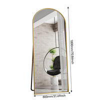 STANDSPIEGEL 1800 x 800 mm, curved full-length mirror, floor-standing, large gold frame, gold - Goldfarben, Glas (80/180/3cm) - WoodenAura