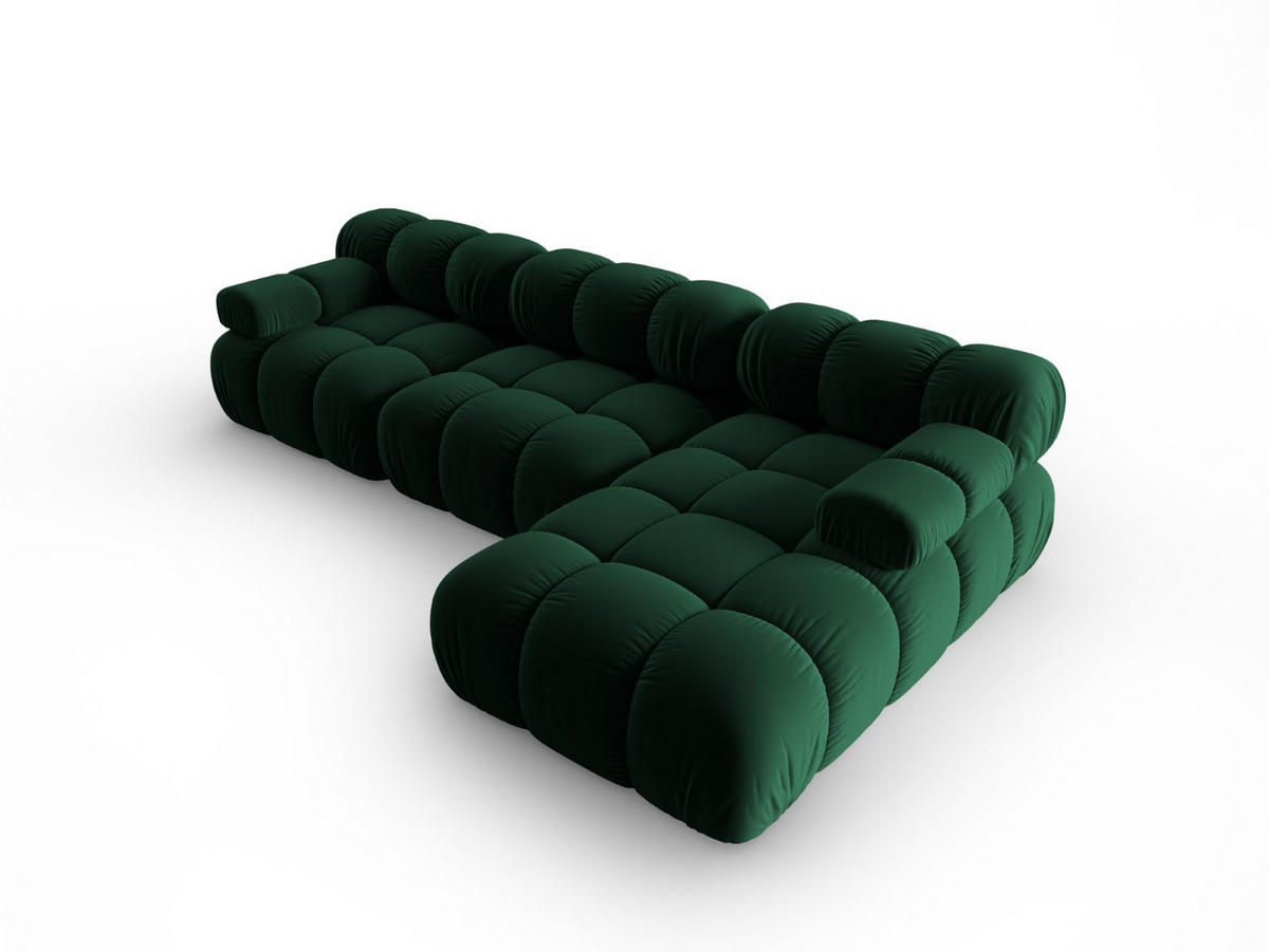 MODULARES-ECKSOFA rechts Bellis aus Samt flaschengrün 4 Sitzplätze - Grün, Textil (122/285cm) - Micadoni