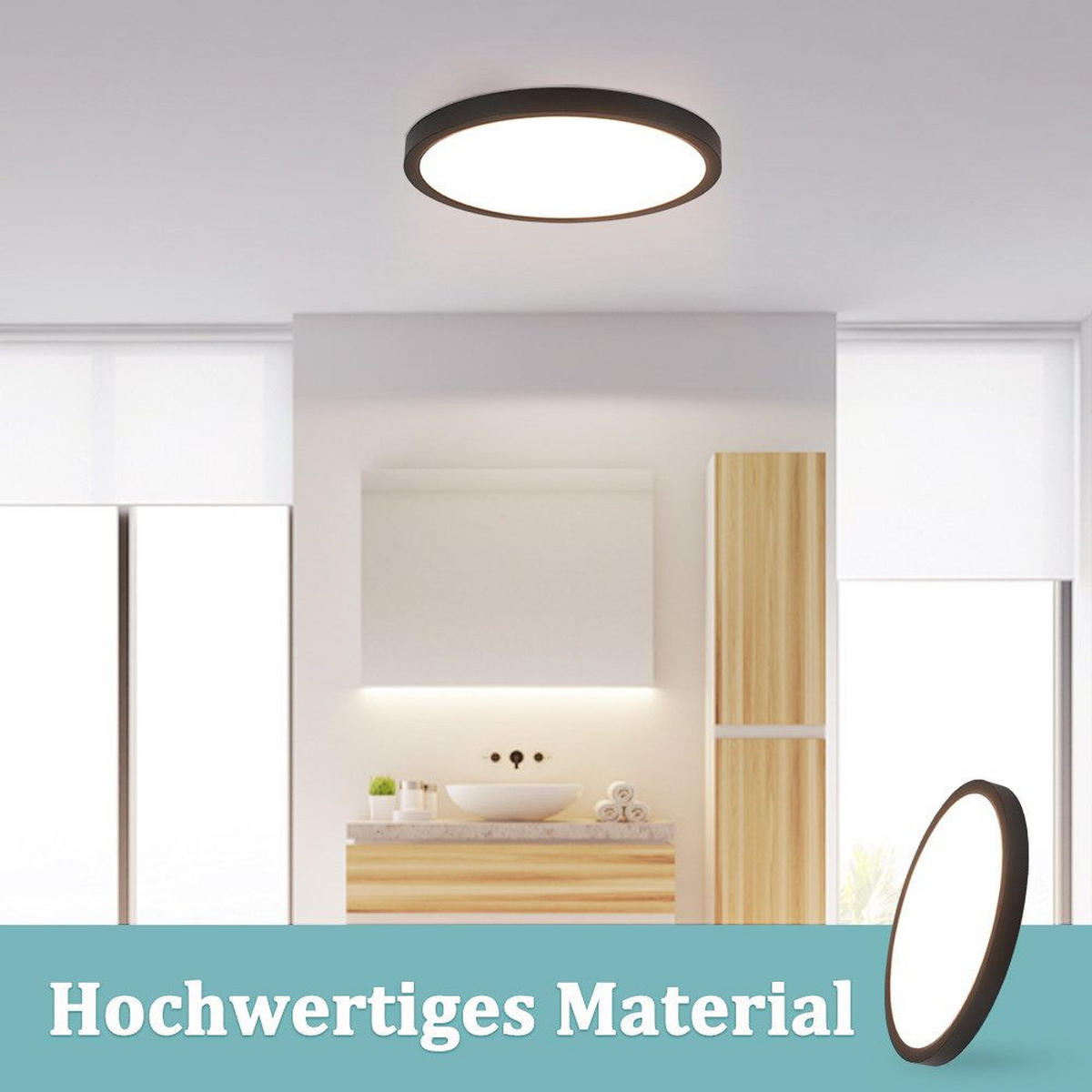 LED-DECKENLEUCHTE 23/23/2.5 cm - Schwarz, Kunststoff (23/23/2.5cm) - Nettlife
