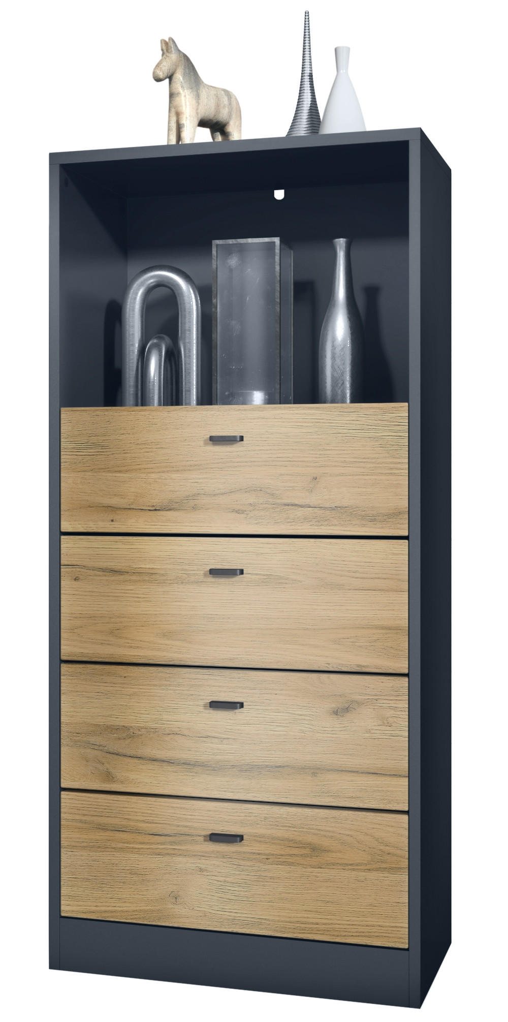KOMMODE Pino Fronten in Eiche Natur - Eichefarben, Holzwerkstoff (56/125/36cm) - Vladon