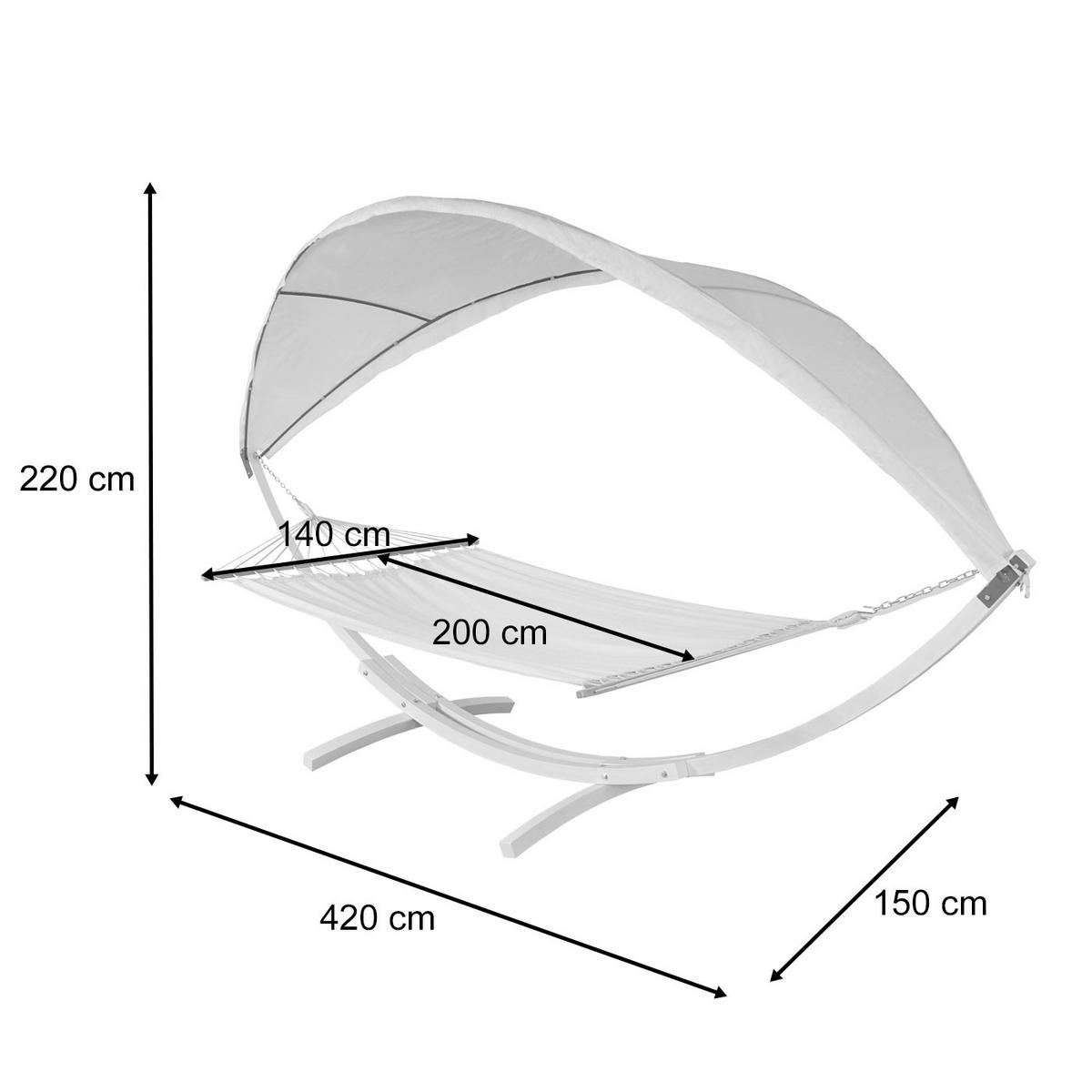 HÄNGEMATTE Weiß, Cremeweiß - Weiß, Holz (420/220/150cm) - MCW