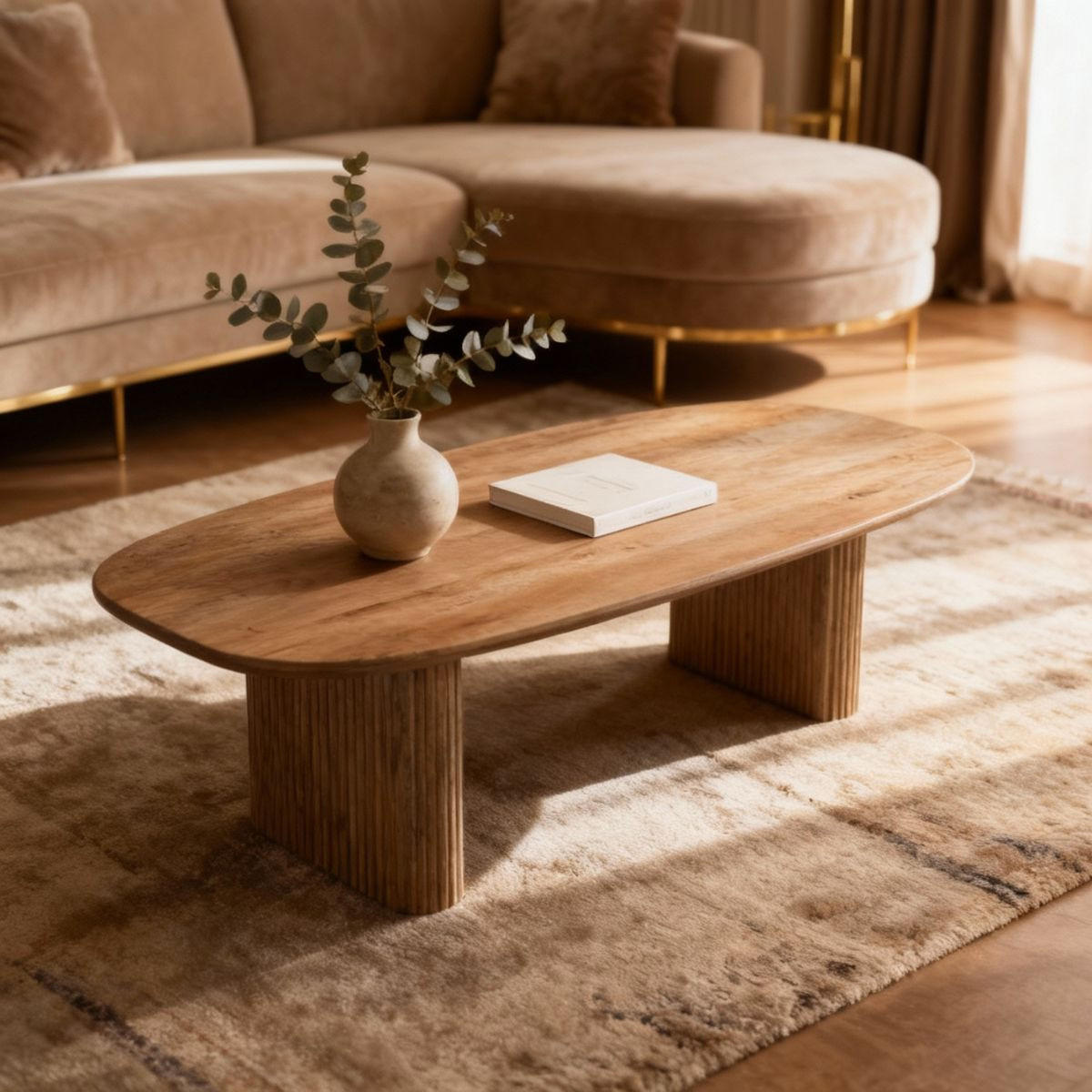 COUCHTISCH Dänisch oval natur Holz 120x70x38 cm - Juro - Braun, Holz (120/70/38cm) - Giga Meubel