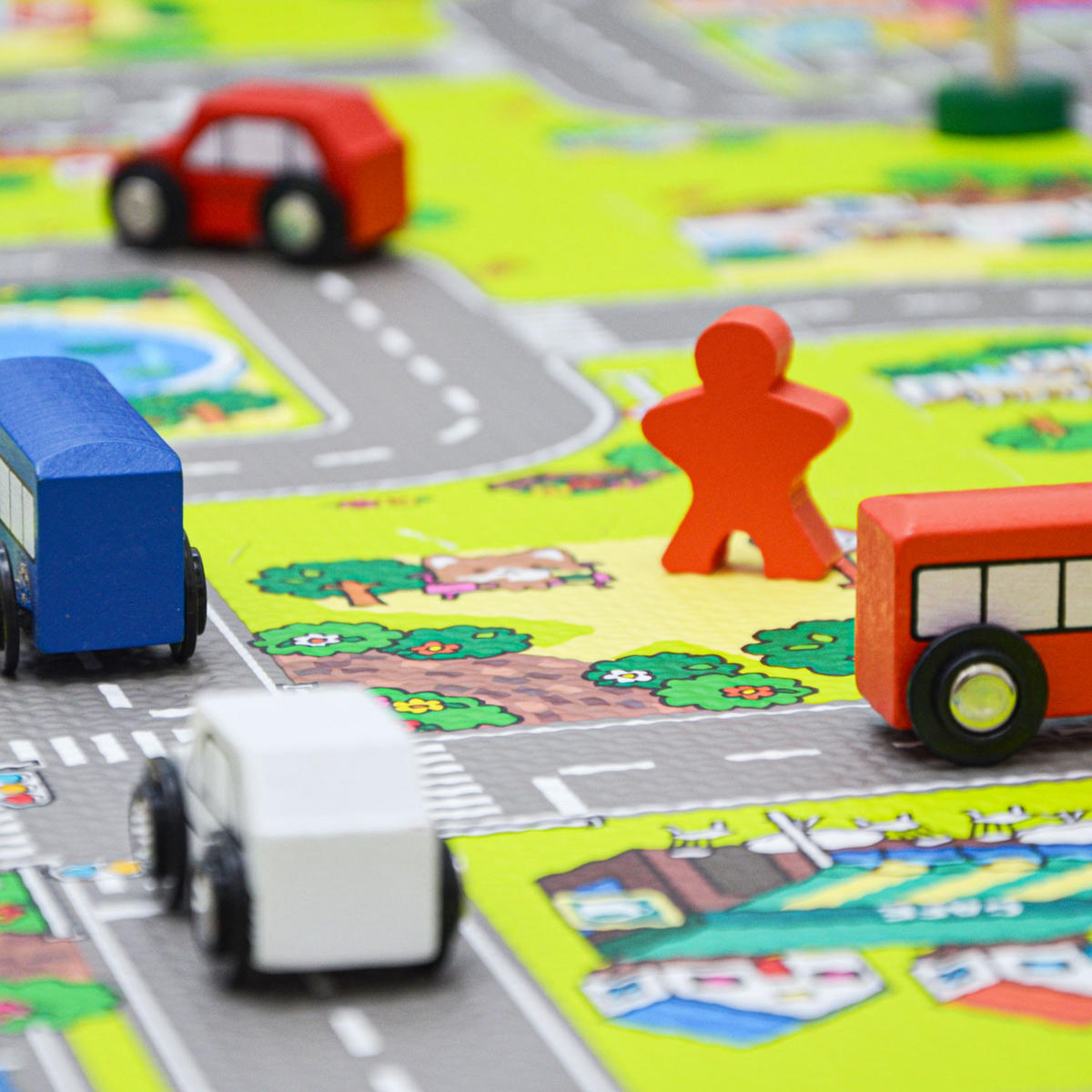 SPIELMATTE STRASSE- 90/90/1 cm Puzzlematte Grün - Multicolor, Kunststoff (30/30cm) - Littletom