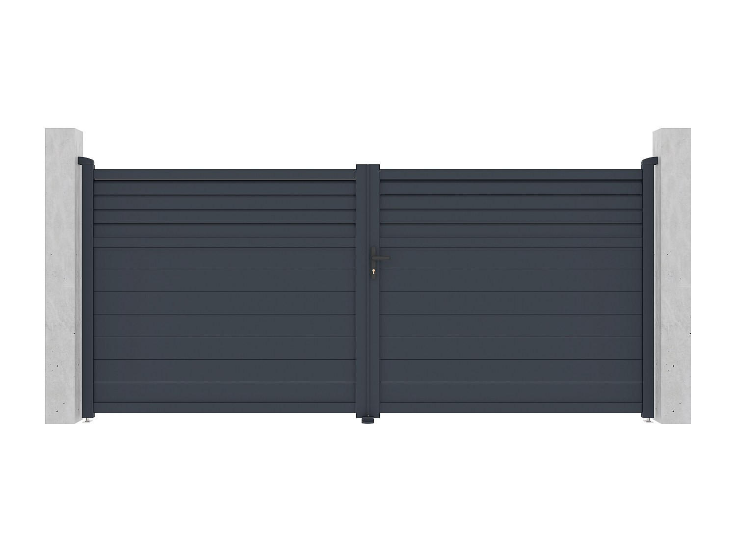 FLÜGELTOR - 392cm x 4.6cm - Aluminium - anthrazitgrau - VIAZO - Anthrazit, Metall (392/176cm) - Vente-Unique