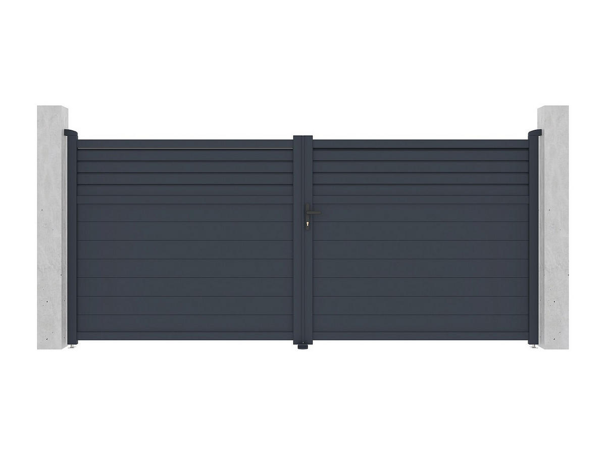 FLÜGELTOR - 392cm x 4.6cm - Aluminium - anthrazitgrau - VIAZO - Anthrazit, Metall (392/176cm) - Vente-Unique