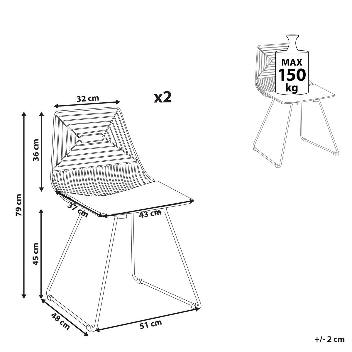 ESSZIMMERSTUHL 2er-Set Metall Roségold Beatty - Roségold, Textil/Metall (51/79/48cm) - Beliani