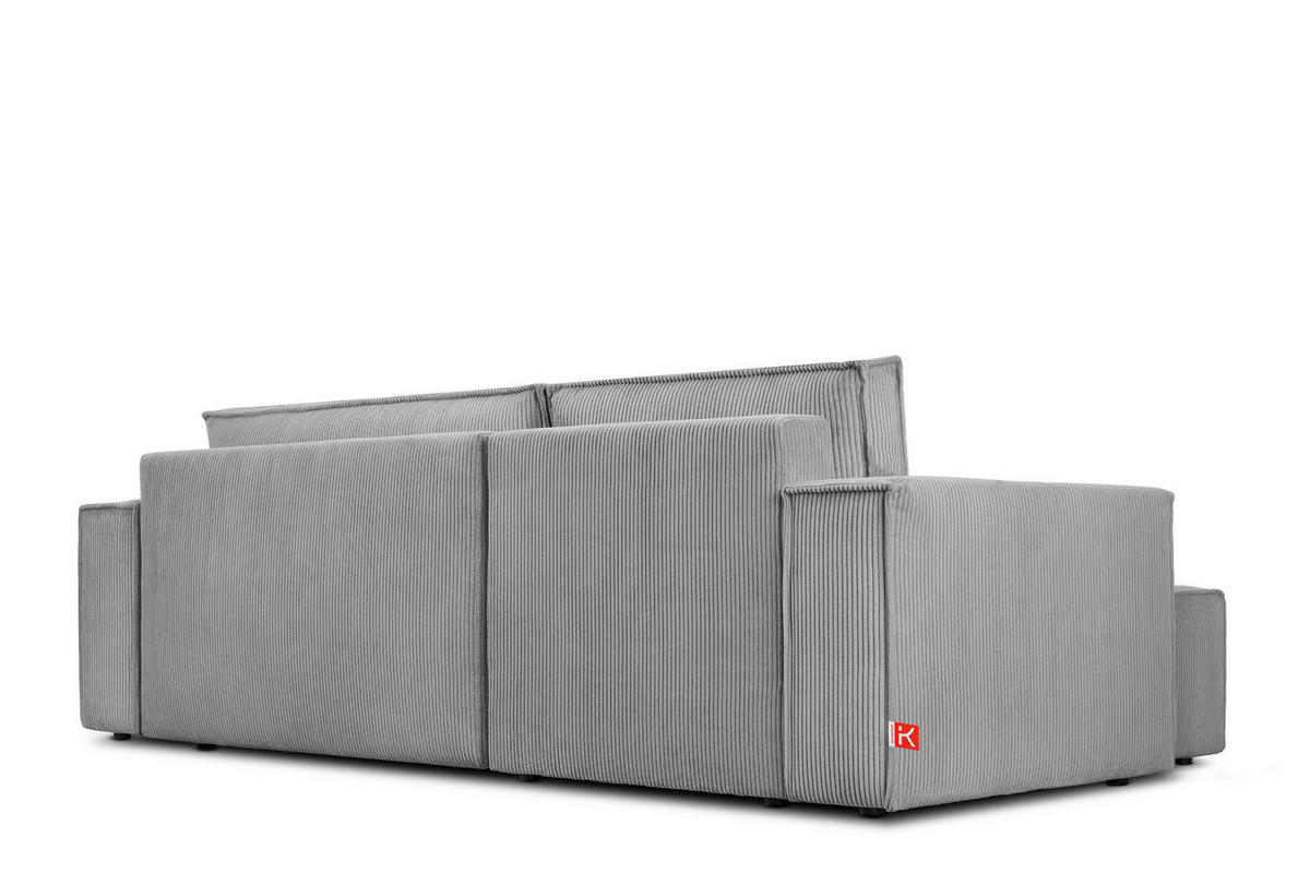 ECKSOFA-LINKS/RECHTS NAPI Schlaffunktion mit Cordbezug, hellgrau - Hellgrau/Schwarz, Textil (262/148cm) - KONSIMO®
