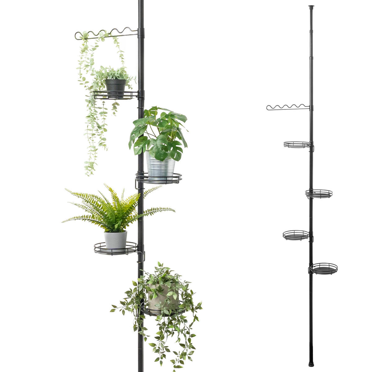 TELESKOP-BLUMENREGAL, schwarz - Schwarz, Metall (19/30/290cm) - bremermann