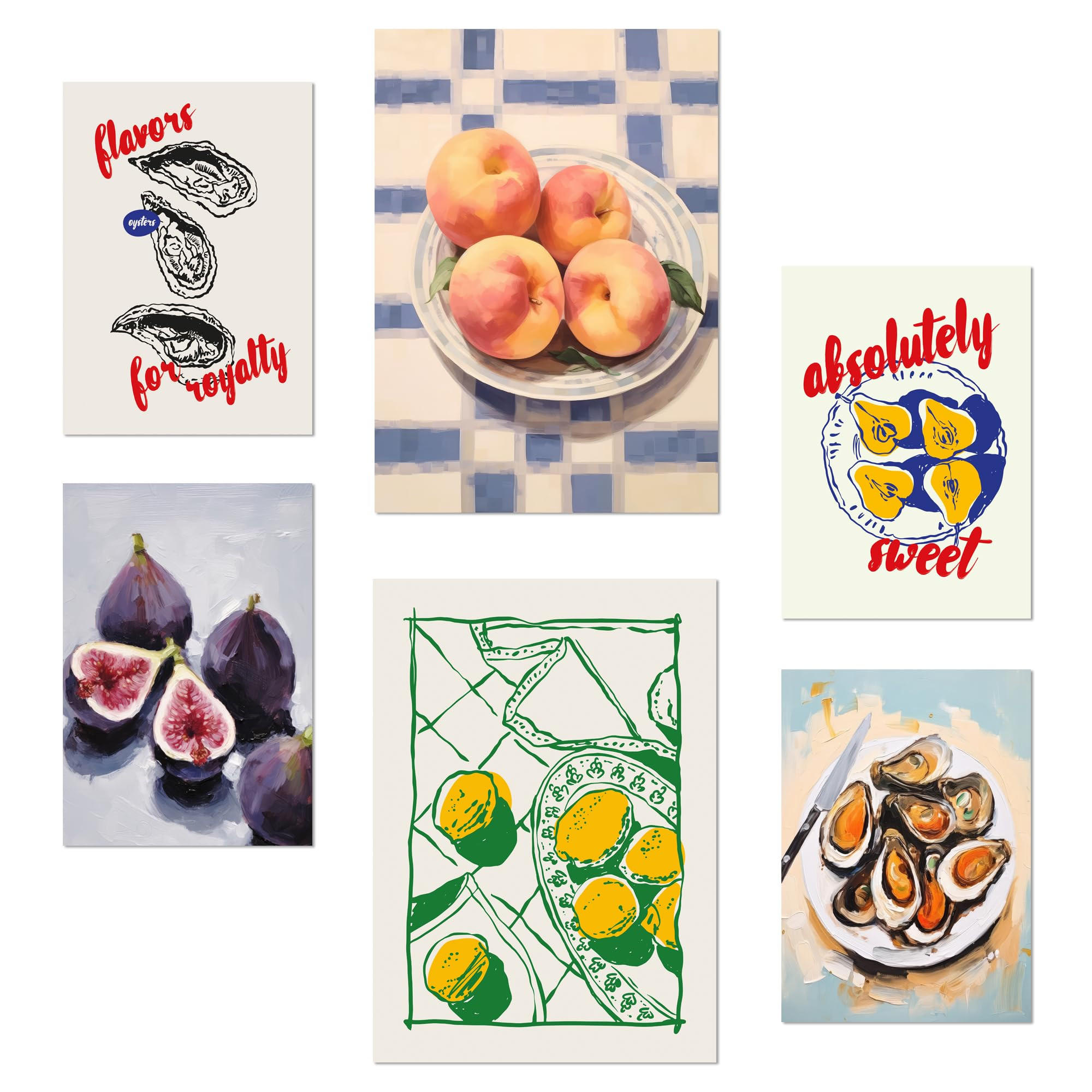 POSTER Set Mit 6 Von Lebensmitteln & Mediterraner Küche A3 & A4 Rahmenlos - Klar, Papier (29/3cm) - Nacnic